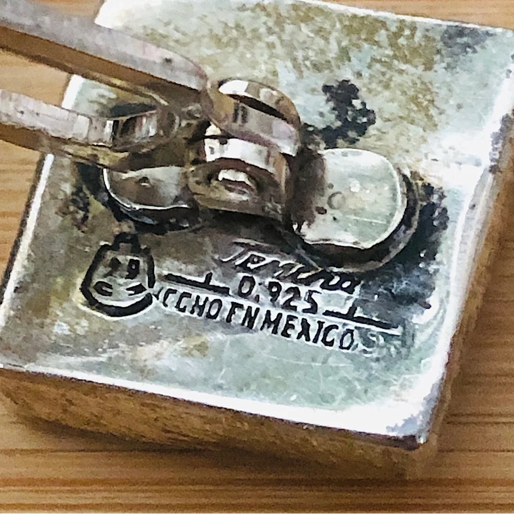$36 Signed Vintage Estate Cufflinks Marked Temcha Bell 925 HECHO EN MEXICO